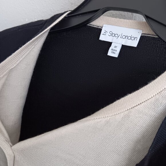 by Stacy London Double Layer Color Block Illusion Cardigan - Blk Sz 1X a682299 - Picture 5 of 5